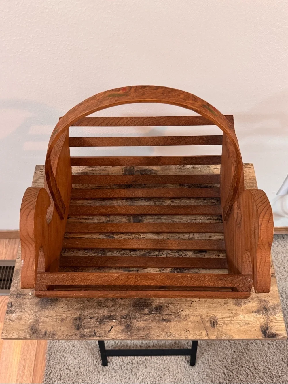 Vintage Wooden Folk Art Duck Basket Carrier | Rustic Farmhouse Decor